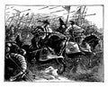 Knights Charging with Lances, vintage illustration