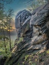 Knights enchanted in the rock close to Kamieniec Castle, Odrzykon, Korczyn, Poland, Faces in the rock