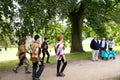 The knights of English heritage Castle Kenilworth castle greeting the public Royalty Free Stock Photo