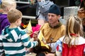 The knights of English heritage Castle Kenilworth castle greeting the public Royalty Free Stock Photo