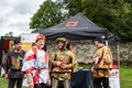 The knights of English heritage Castle Kenilworth castle greeting the public Royalty Free Stock Photo