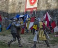 Knights in historical re-enactment at Pisa Royalty Free Stock Photo