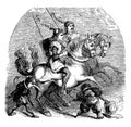 Knights on Horses, vintage illustration