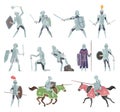 Knights. Medieval battle armor characters crusaders historical battle mascots vector cartoon Royalty Free Stock Photo