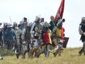 Knights on the reconstruction of the Battle of Grunwald Royalty Free Stock Photo