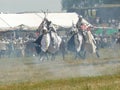 Knights on the reconstruction of the Battle of Grunwald Royalty Free Stock Photo