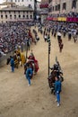 Knights representing the Abolished Contrade at the Corteo Storico of the Palio di Siena