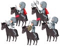 Knights riding horse on white background