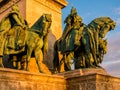 Knights statues, Heroes Square, Budapest Royalty Free Stock Photo