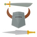 Knights sword medieval weapons heraldic knighthood elements medieval kingdom gear knightly vector illustration.