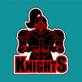 Knights symbol. Metal armor warrior. Knight and Text. Iron armor