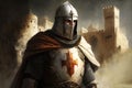 Knights are a warrior in armor and helmets.Ancient Jerusalemn in the background created by generative AI Royalty Free Stock Photo
