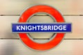 Knightsbridge sign in London underground