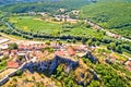 Knin fortress on the rock and Krka river aerial view