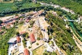 Knin fortress on the rock and Krka river aerial view