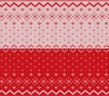 Knit christmas design. Xmas seamless pattern red background.