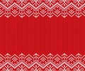 Knit christmas geometric ornament design with empty space for text. Xmas seamless pattern.