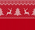 Knit christmas pattern. Red seamless print. Vector illustration Royalty Free Stock Photo