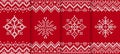 Knit christmas pattern. Red seamless background. Vector illustration