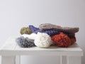 Knit pom pom hats Royalty Free Stock Photo