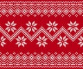 Knit red seamless print. Christmas pattern. Vector illustration