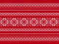 Knit seamless print. Christmas red pattern. Vector illustration