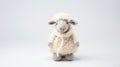 Knitted Sheep Toy On White Background
