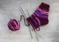 Knit a sock on the needles Royalty Free Stock Photo