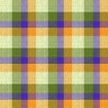 Knit wool plaid background pattern. Traditional warm checkered handmade stitch texture effect. Seamless masculine tweed