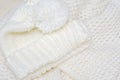 Knit woolen texture. Fabric beige background Royalty Free Stock Photo