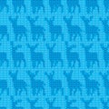 Knit yarn blue deer seamless pattern