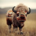 A knitted handmade cute buffalo