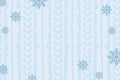 Knitted background with Snowflakes and copyspace for Text. Blue and white sweater pattern for Christmas or winter design. Royalty Free Stock Photo