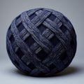 High Detailed Blue Wool Ball With Crosshatched Shading