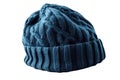 Knitted Blue Hat On Isolated White Background