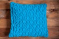 Knitted blue pillow