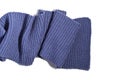 Knitted blue scarf isolated on white background Royalty Free Stock Photo