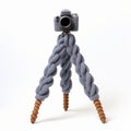 Knitted Camera Tripod - Isolated On White Background Royalty Free Stock Photo