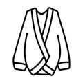 Knitted cardigan isolated outline vector icon.