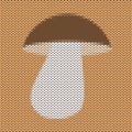 Knitted cartoon mushroom vector background