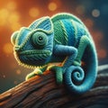 Knitted Chameleon in Futuristic Style, AI Generated