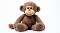 Knitted Chimp Toy: Brown Monkey Soft Toy On White Background