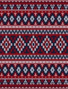 Knitted Chrismas rug tribal ornament seamless pattern. Ethnic aztec print