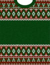 Knitted Chrismas tribal ornament ugly sweater pattern. Ethnic aztec print