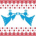 Knitted christmas angles card on seamless b