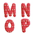 Knitted christmas fabric alphabet - letters M-P