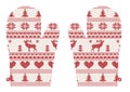 Knitted christmas mittens with pattern