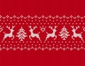 Knitted christmas pattern. Red seamless print. Vector illustration Royalty Free Stock Photo