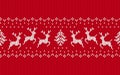 Knitted christmas pattern. Red seamless print. Vector illustration Royalty Free Stock Photo