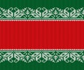 Knitted christmas red and green background. Seamless geometric knit ornament.